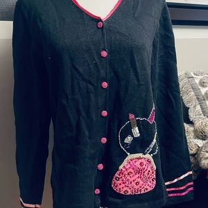 Michael Simon New York Embellished Purse/Lipstick Cardigan size (M)